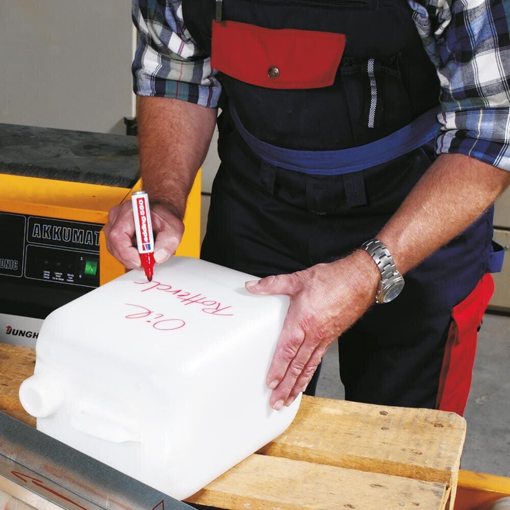 Permanentmarker Edding 550, ca. 3-4mm, Rundspitze, Schaft 100% recyceltes Aluminium, rot
