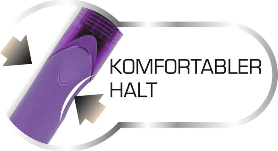 Vierfarbkugelschreiber BIC 4 Colours Grip Fun 8922901, Schreibfarben: türkisblau, pink, lila und hellgrün, nachfüllbar, Schaft: lila/weiß