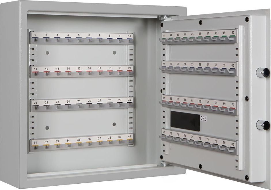 Schlüsselschrank Format SLE 80 001351-00000, für 80 Schlüssel, Elektronikschloss, Stahlblech, hellgrau, hellgrau