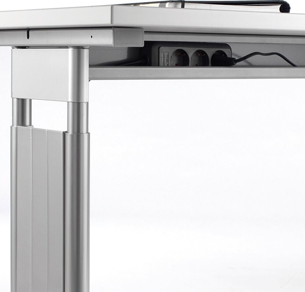 Schreibtisch Geramöbel C Fuß Flex S-617306, 180x100cm (BxT), 68-82cm Höhe, Freiform
links, C-Fuß silber, weiß