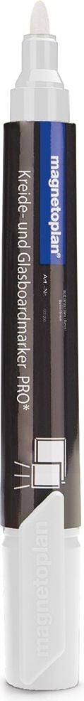 Kreide- und Glasboardmarker Magnetoplan PRO+ 1231200, ca. 1,5-3mm Strichstärke, Rundspitze, weiß,
Pack 4 Stück, weiß