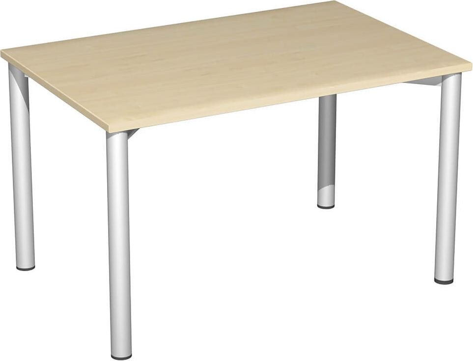 Schreibtisch Geramöbel 4 Fuß Flex S-550102, 120x72x80cm (BxHxT), rechteckig, 4-Fuß silber, buche