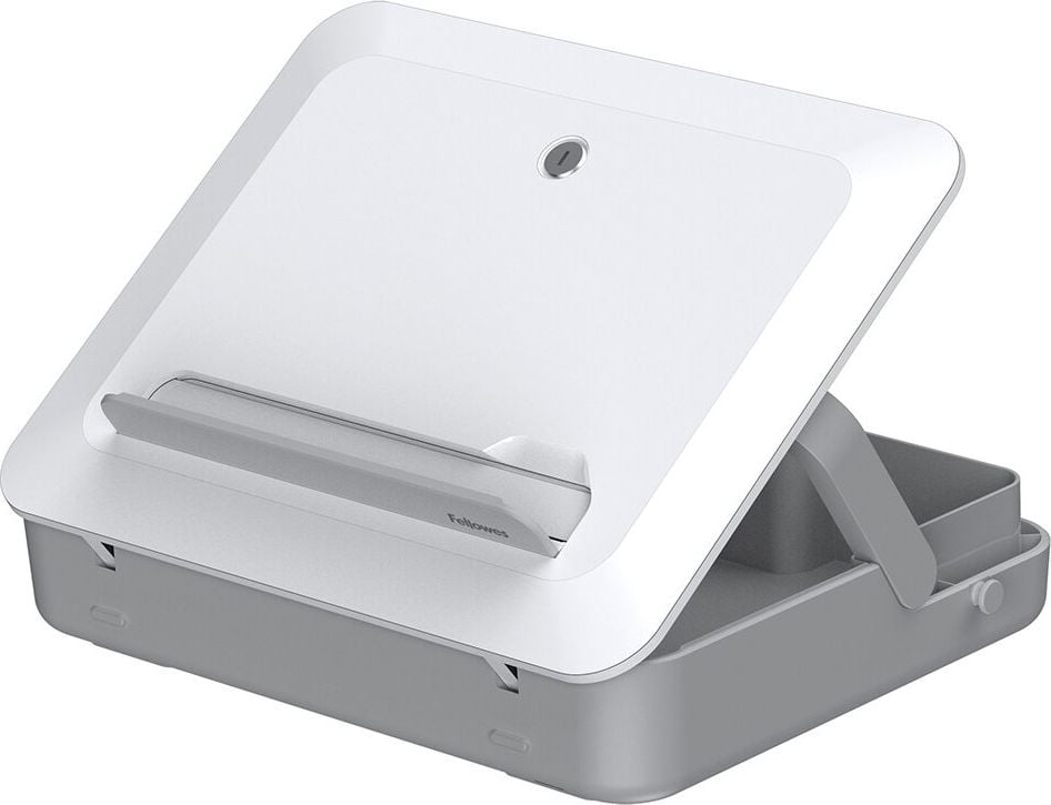 Notebookständer Fellowes BREYTA 10001656 Toolbox, bis 14 Zoll Notebooks, Tragfähigkeit bis 4
kg, 5-fach höhenverstellbar, weiß