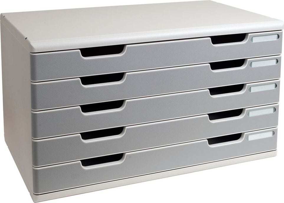 Schubladenbox Exacompta MODULO 3220, für A3+, 5 geschlossene Schubladen, grau