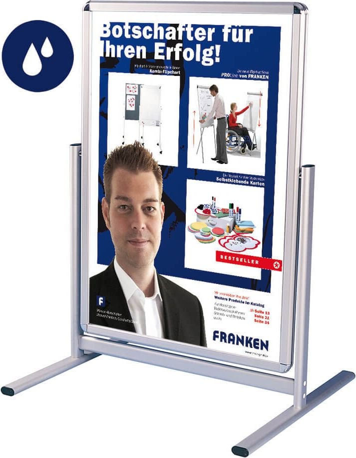 Plakatständer Franken Kundenstopper Outdoor Standard BS1302, A1, wetterfest, doppelseitig, 1028x754x700mm
(HxBxT)