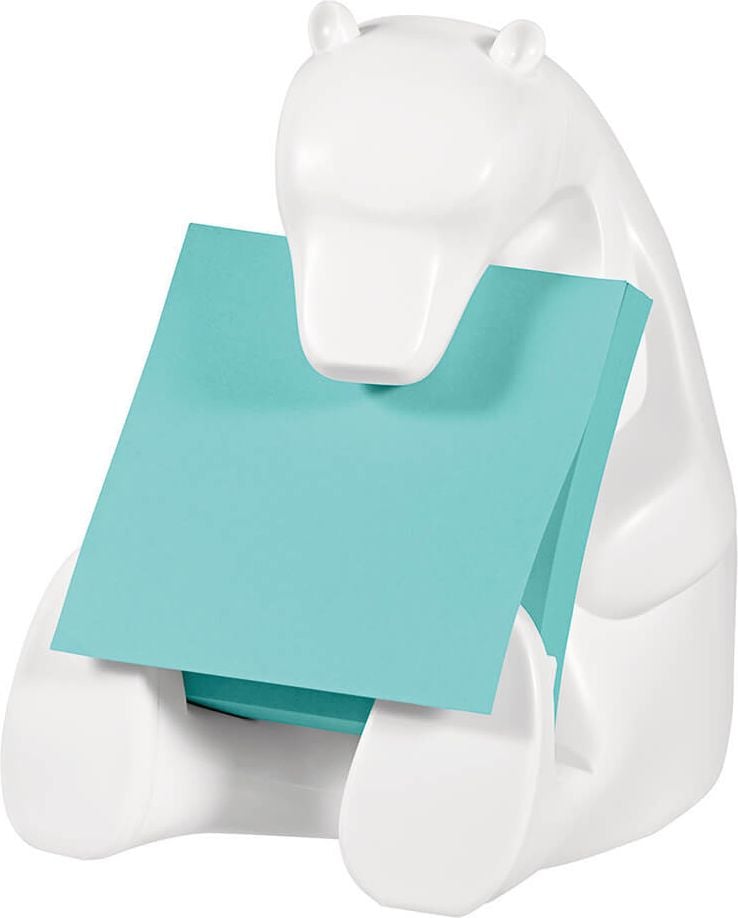 Haftnotizspender Post-it Super Sticky Z-Notes Bear-330, Eisbär, Kunststoff, weiß, inkl. 1 Block à 90
Blatt Super Sticky Z-Notes türkis 76x76mm