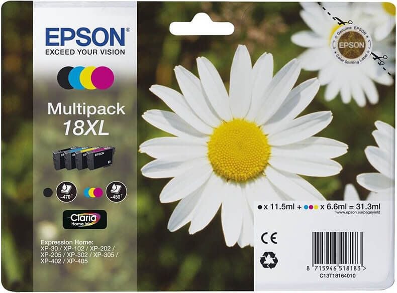Epson Tintenpatrone T1816 18XL, Multipack , je 1 x yellow, magenta, cyan,
schwarz
