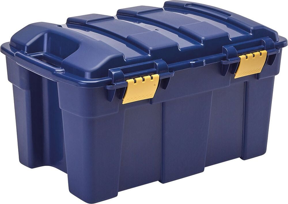 Aufbewahrungstruhen Bankers Box Storage Trunk 135776, 40 Liter, Außenmaße: 590x390x330mm (BxTxH), PP 100% BPA-frei, Deckel mit Klammern, blau