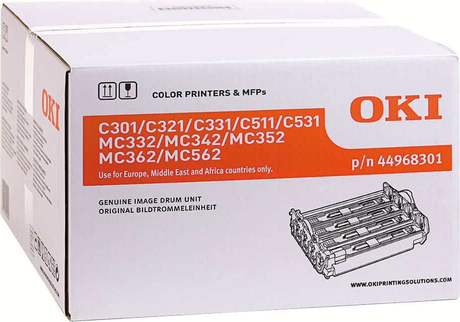 OKI Trommel 44968301, schwarz und 3-farbig, schwarz 30.000 Seiten,
farbig 20.000 Seiten