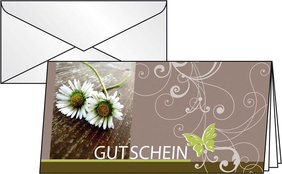 Gutscheinkarten Sigel DC402, Faltkarten DIN-lang,
Favourite, Pack 10 Krt/Umschl