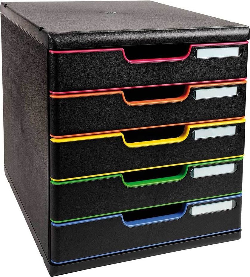 Schubladenbox Exacompta MODULO 301914D, für A4+, 5 geschlossene Schubladen,
farbig umrandete Schubladen