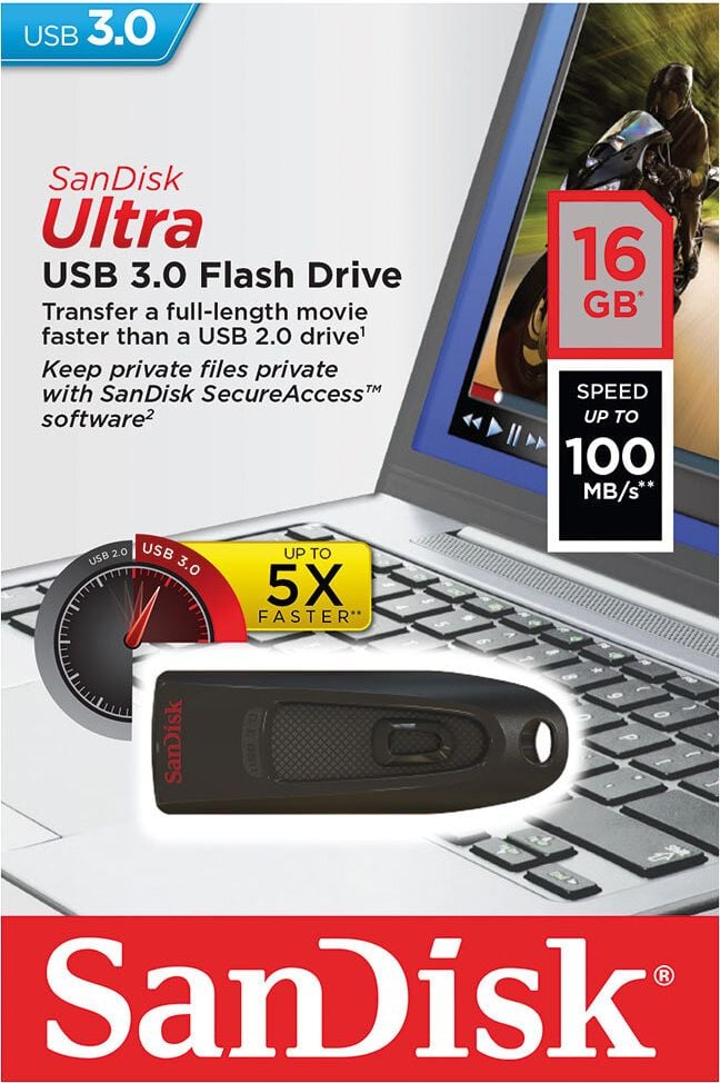 USB-Stick SanDisk Cruzer Ultra Flash Drive SDCZ48-016G-U46, 16GB, USB 3.0