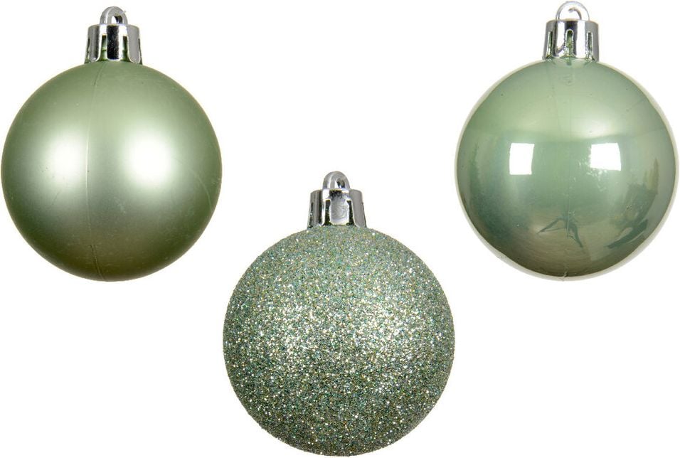 Weihnachtskugeln DECORIS, 3cm Durchmesser, Polystyrol, Pack 14 Stück, hellgrün
