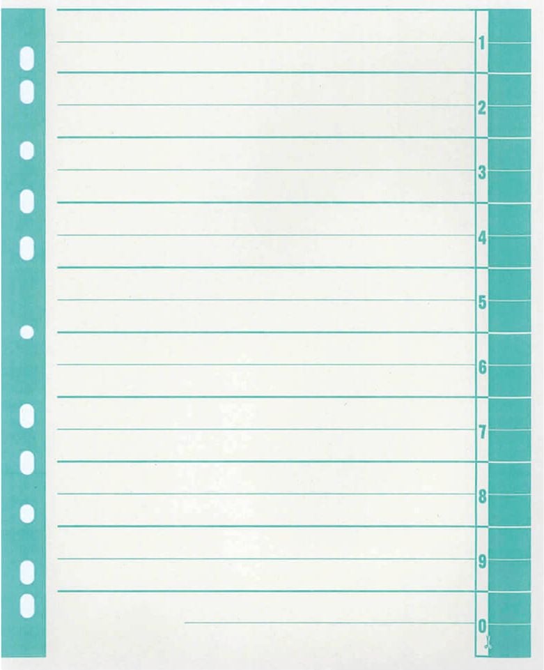 Trennblätter Corona, A4, gelocht, Kraftkarton (RC) 230 g/m²,
farbige Taben zum Ausschneiden, Pack 100
Stück, grün