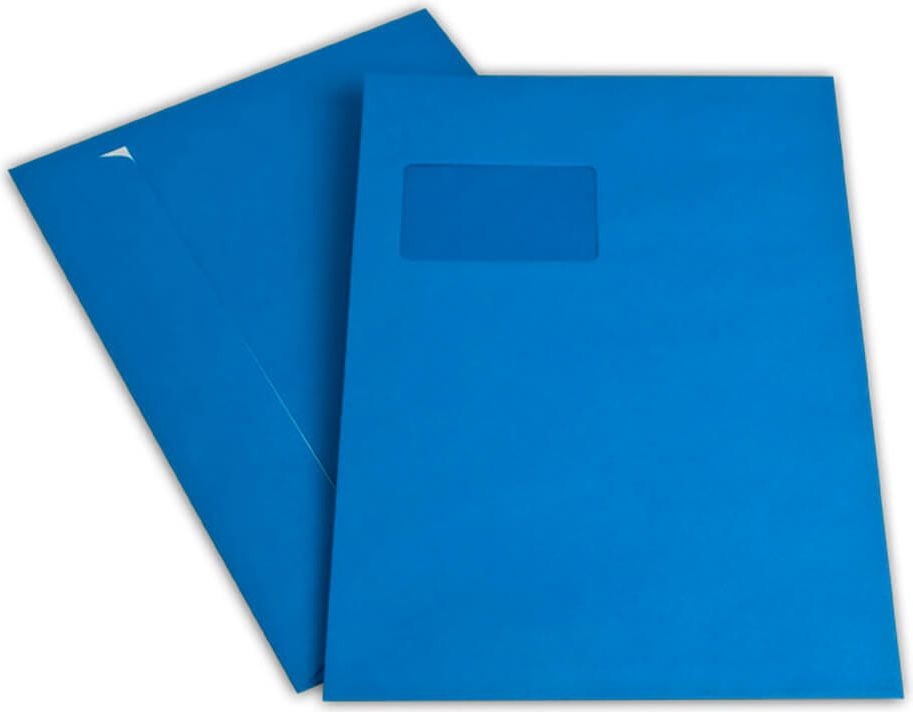 Versandtaschen C4 Elco Office Color, 229x324mm, Fenster, farbig, Haftklebung, Pack
250 Stück, dunkelblau