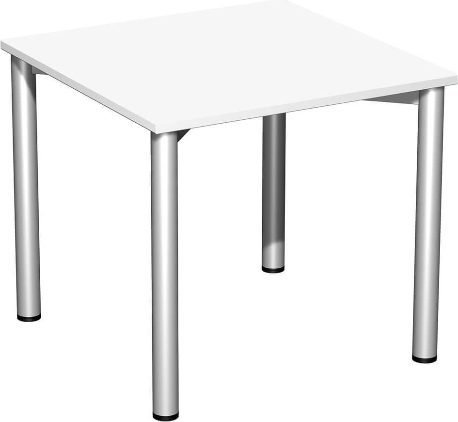 Schreibtisch Geramöbel 4 Fuß Flex S-550101, 80x72x80cm (BxHxT), quadratisch, 4-Fuß silber, weiß