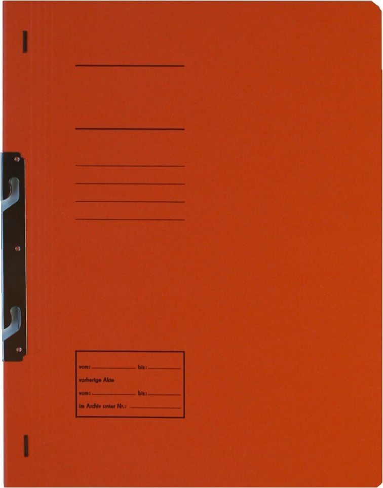 Einhakhefter Corona, A4, 1/1 Deckel, kaufm. Heftung, Manilakarton
250 g/m², orange