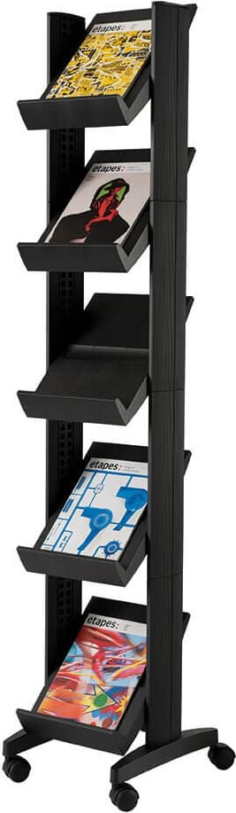 Prospektständer Paperflow easyDisplays Corner 259N, 5x A4, 5 Fächer, 167,5x35x38,5cm (HxBxT), auf
Rollen, silber