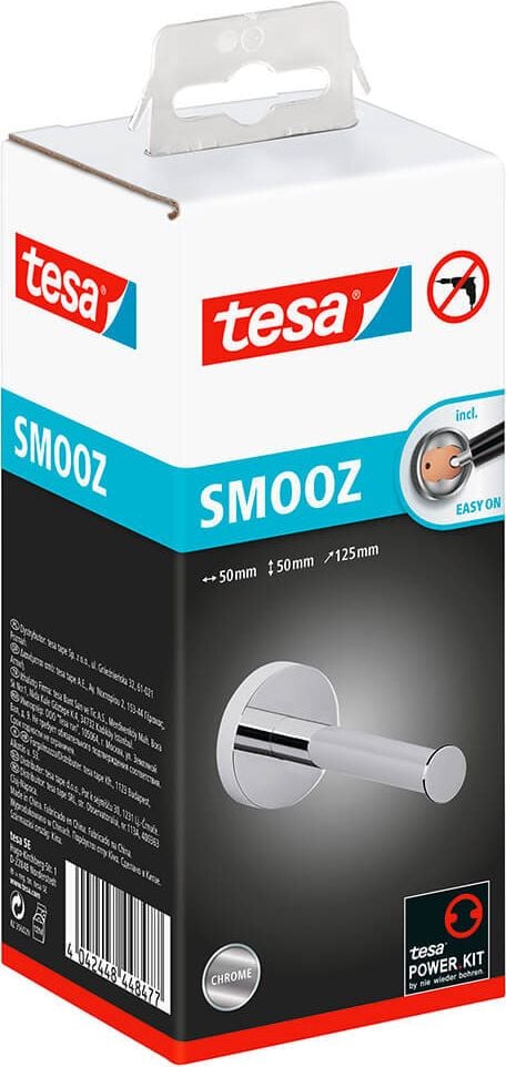 Toilettenpapierhalter Tesa SMOOZ 40328-00000-00, 5x12,5x5cm (BxHxT), für 1 Ersatz-Kleinrolle,
hochglanzverchromtes Metall, chrom