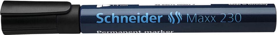 Permanentmarker Schneider Maxx 230, ca. 1-3mm, Rundspitze, Aluminiumschaft,
wasserfest, rot