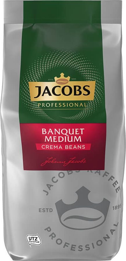 Kaffee Jacobs Banquet Medium Cafe Crema, ganze Bohnen, ungemahlen, 1 kg, Intensität 7/12