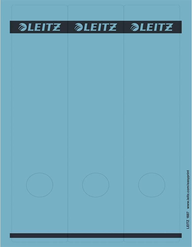 Rückenschilder Leitz 1687, breit/lang, 285x61,5mm, auf A4, Pack 25
Blatt/75 Stück, blau