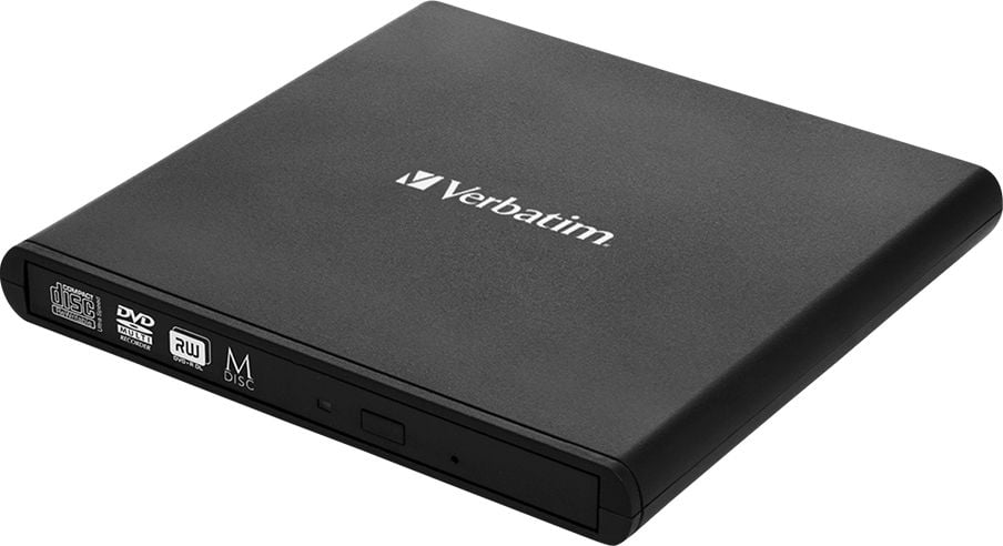 Externer CD/DVD-Brenner Slimline Verbatim 98938, USB 2.0, M-DISC kompatibel, USB-A zu USB-C
Adapter, 142x135x16mm
