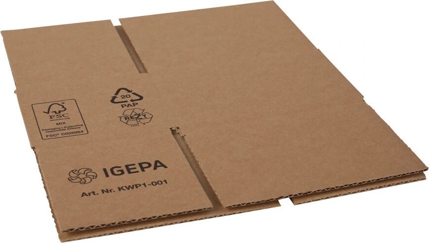 Versandkarton FEFCO 0201 KWP1-001, 150x100x80mm (LxBxH), braun, ohne
Höhenrillung, Pack 25 Stück