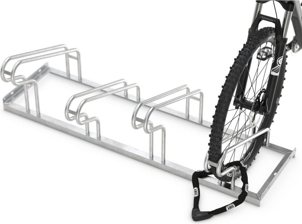 Fahrradständer WSM Bügelparker 1162, verzinkt, Freiaufstellung, 210cm lang, für 12 Fahrräder, bis zu 55mm Reifenbreite, zweiseitige Radeinstellung