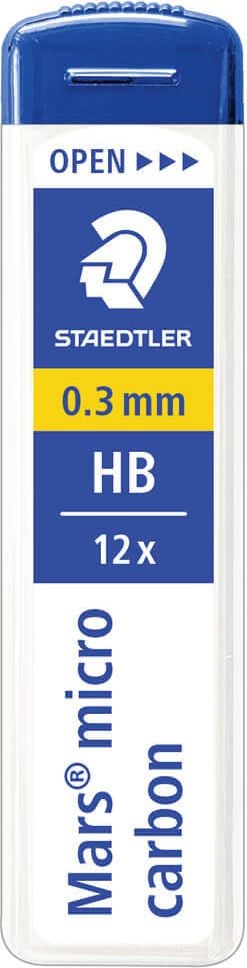 Druckbleistiftminen Staedtler Mars micro carbon 25003, 0,3mm, HB, Dose à 12 Minen!!!, HB