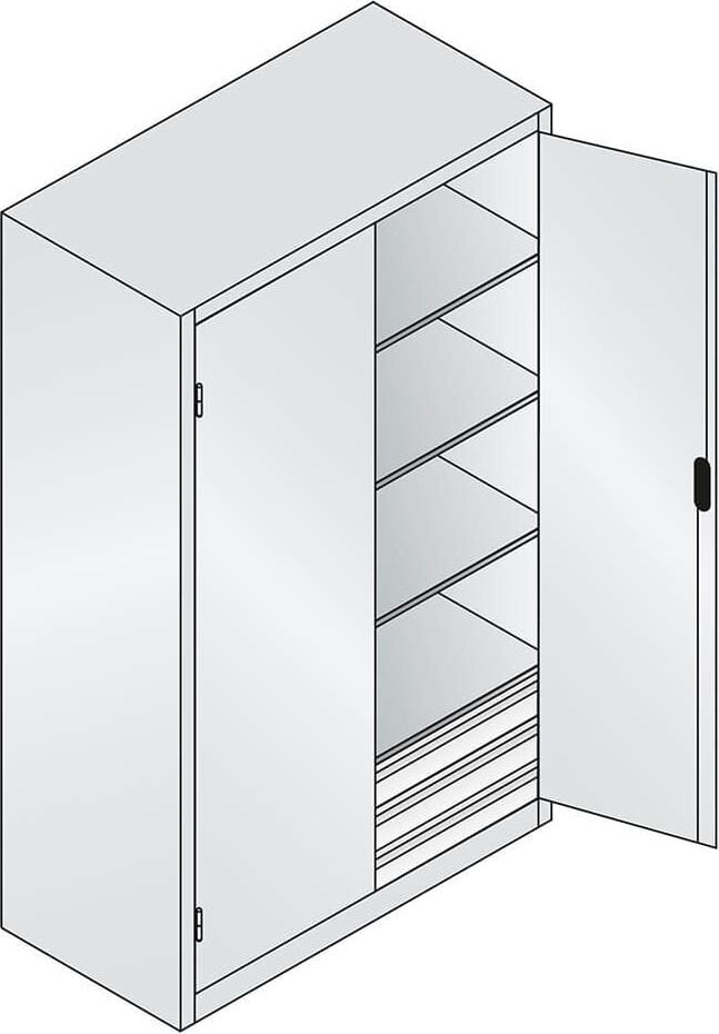 Werkstattschrank CP Serie 89 Werkzeugschrank 8932-503, 120x195x60cm (BxHxT), 4 Böden, 3 Schubladen,
2 Flügeltüren, hellblau
