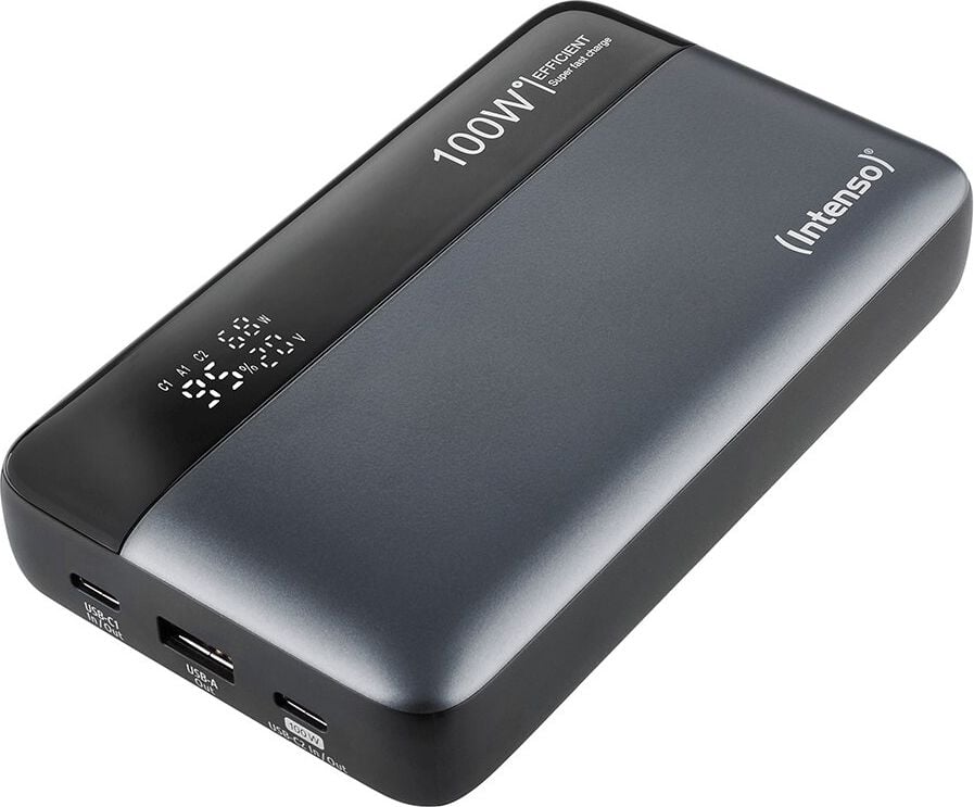 Powerbank Intenso HE20000 7350050, 20000 mAh, USB-C Ladekabel, 100 Watt,
grau/schwarz