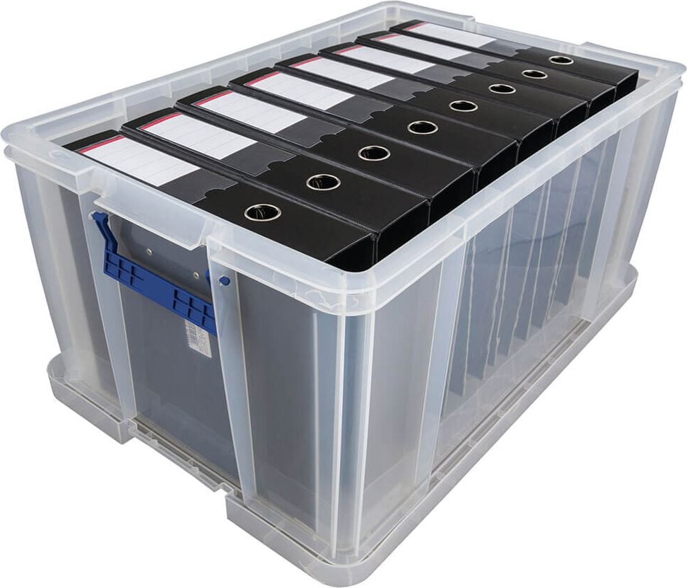 Aufbewahrungsboxen Fellowes Bankers Box ProStore 7731001, 70 Liter, Außenmaße: 660x450x320mm (BxTxH),
Kunststoff (PP), mit Deckel, transparent