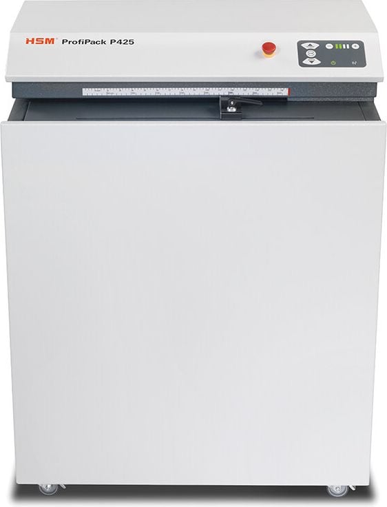 Verpackungspolstermaschine HSM ProfiPack P425 1531054, varibales Polstermaterial, 80kg/h, mobil auf Rollen, inkl. Adaptionssatz für Absaugung, 770x611x1040mm