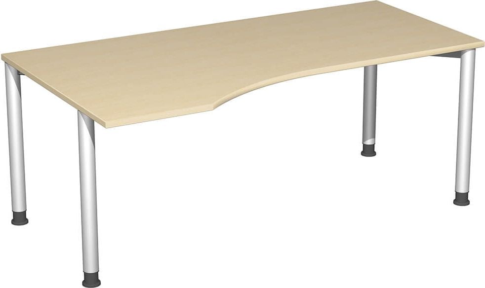 Schreibtisch Geramöbel 4 Fuß Flex S-555306, 180x100cm (BxHxT), 68-80cm Höhe, Freiform
links, 4-Fuß silber, buche