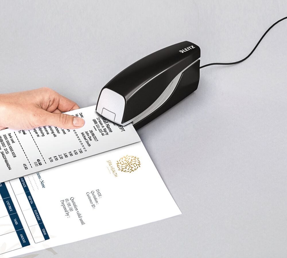 Heftgerät Leitz New NeXXt 5532, elektrisch, bis 10 Blatt, inkl. Netzteil und
Nr. 10 Klammern, blau