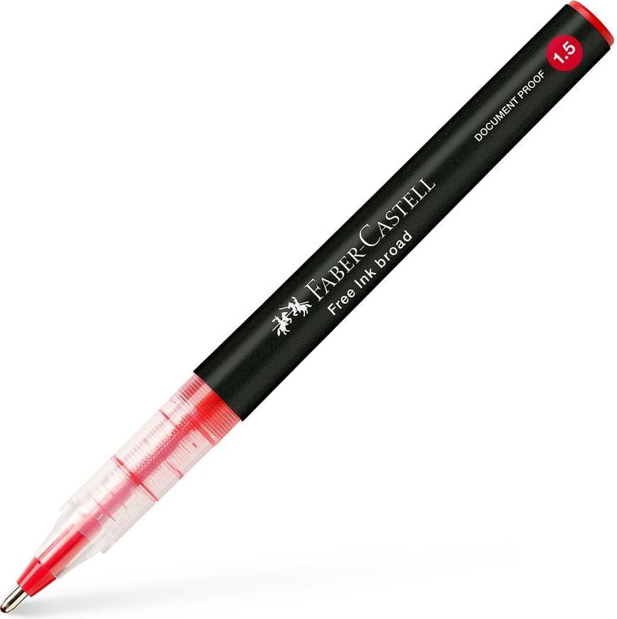 Tintenroller Faber-Castell Free Ink Roller Broad 3483, ca. 1,5mm, Kappe mit Metallclip, Spitzenfarbe=Schreibfarbe, rot