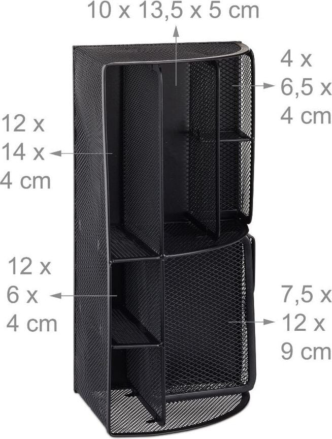 Schreibtischorganizer relaxdays, 6 Fächer, Metall, Schubladenfach, schwarz