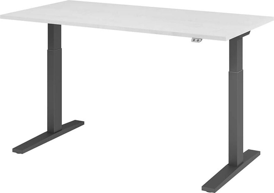 Hubschreibtisch Hammerbacher XMKA16, 160x80cm (BxT), 70-120cm Höhe, elektrisch
höhenverstellbar, rechteckig, C-Fuß graphit, ahorn