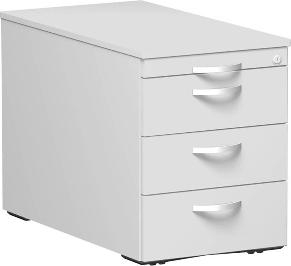 Rollcontainer Geramöbel S-530351, 43,8x80x56,5cm (BxTxH), 3 Schübe,
Metallbogengriff, hellgrau