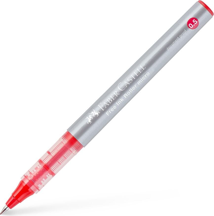 Tintenroller Faber-Castell Free Ink Roller Micro 3485, ca. 0,5mm, Kappe mit Clip, Spitzenfarbe=Schreibfarbe, rot