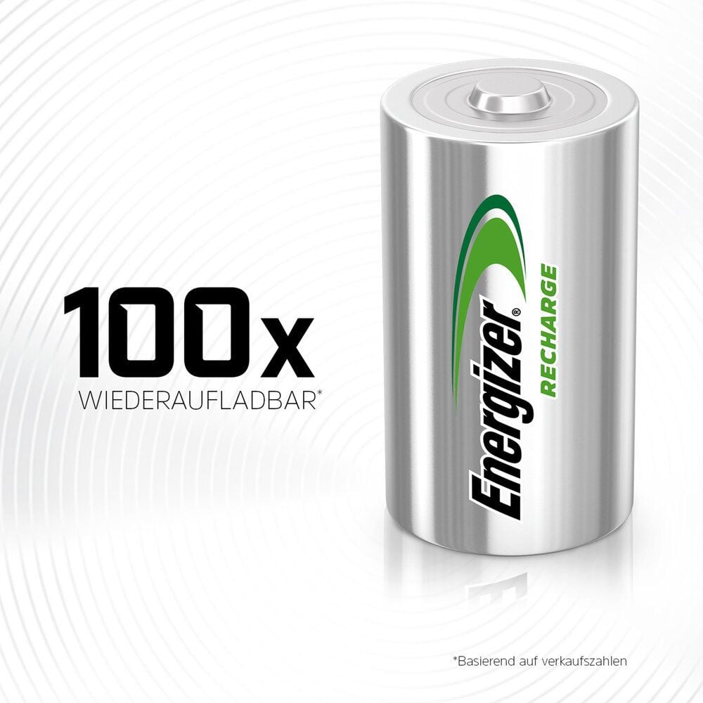Batterien Energizer NiMH Power Plus Mono (D), 1,2 V, 2500 mAh, aus 7% recycelten Batterien,
Pack 2 Stück