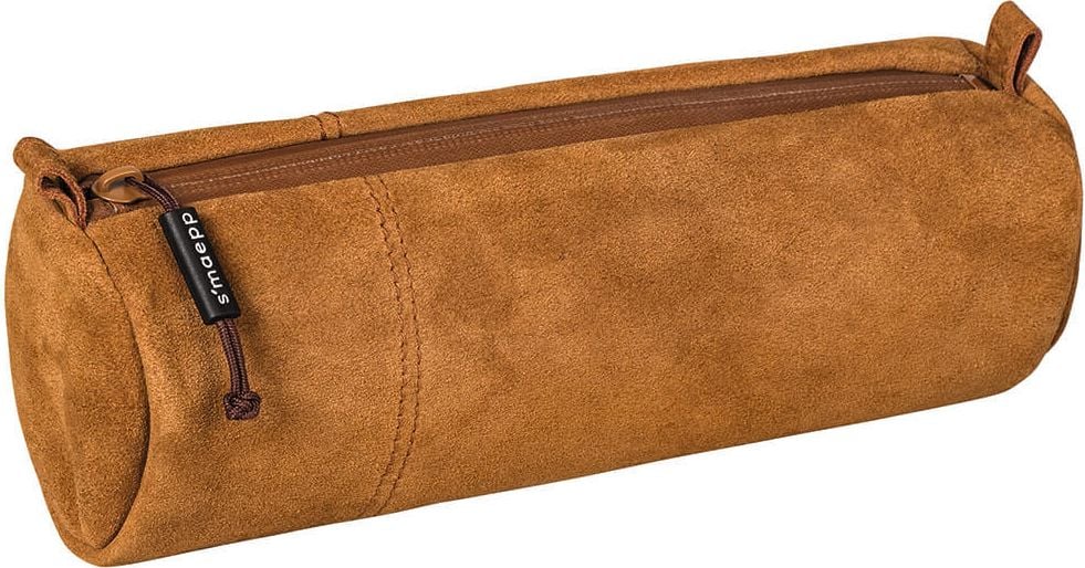 Federmappen Brunnen Schlampermäppchen smaepp M 10-49222, rund, 22x8cm, Wildleder, Innenfutter,
Reißverschluss, gummierter Zipper, braun