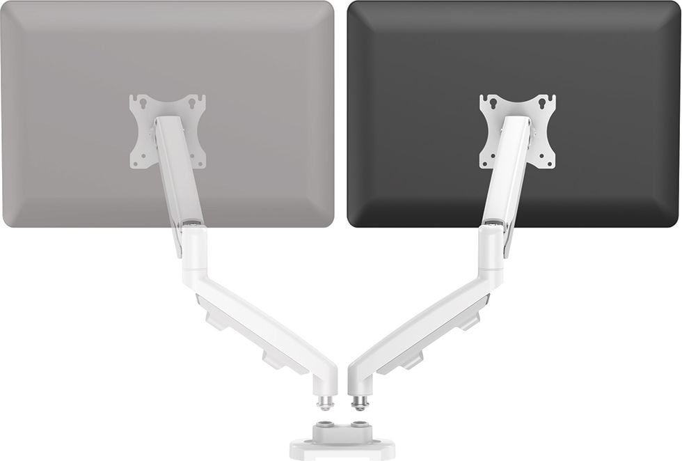 Monitorhalter Fellowes Eppa Doppel Monitorarm Set, Erweiterungsset für Eppa Einzelarm, 1 Arm,
Tragfähigkeit bis zu 8kg pro Arm, höhen- und
tiefenverstellbar, Doppel-Klemmhalterung, weiß