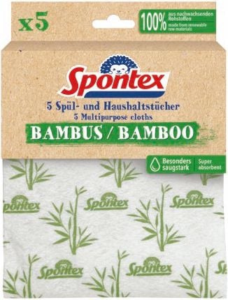 Haushaltswischtücher Spontex Spültücher x5 19900210, 35x30cm, besonders saugstarke Allzwecktücher, 100% aus nachwachsenden Rohstoffen, Pack 5 Stück