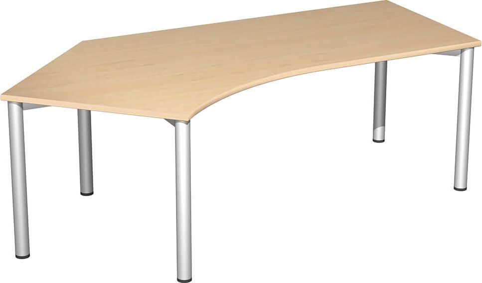 Winkelschreibtisch Geramöbel 4 Fuß Flex S-550315, 216,6x72x113cm (BxHxT), 135 Grad Winkel
links, 5-Fuß silber, ahorn