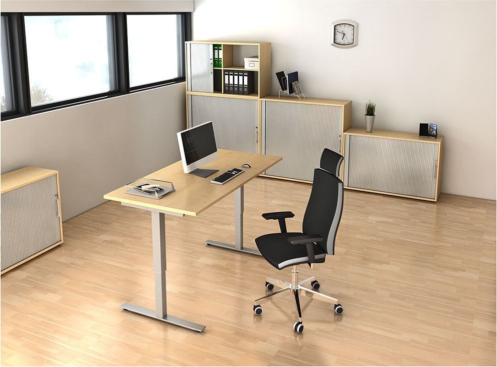 Hubschreibtisch Hammerbacher XMST 16, 160x80cm (BxH), 73,5-119cm Höhe,
rechteckig, T-Fuß, weiß