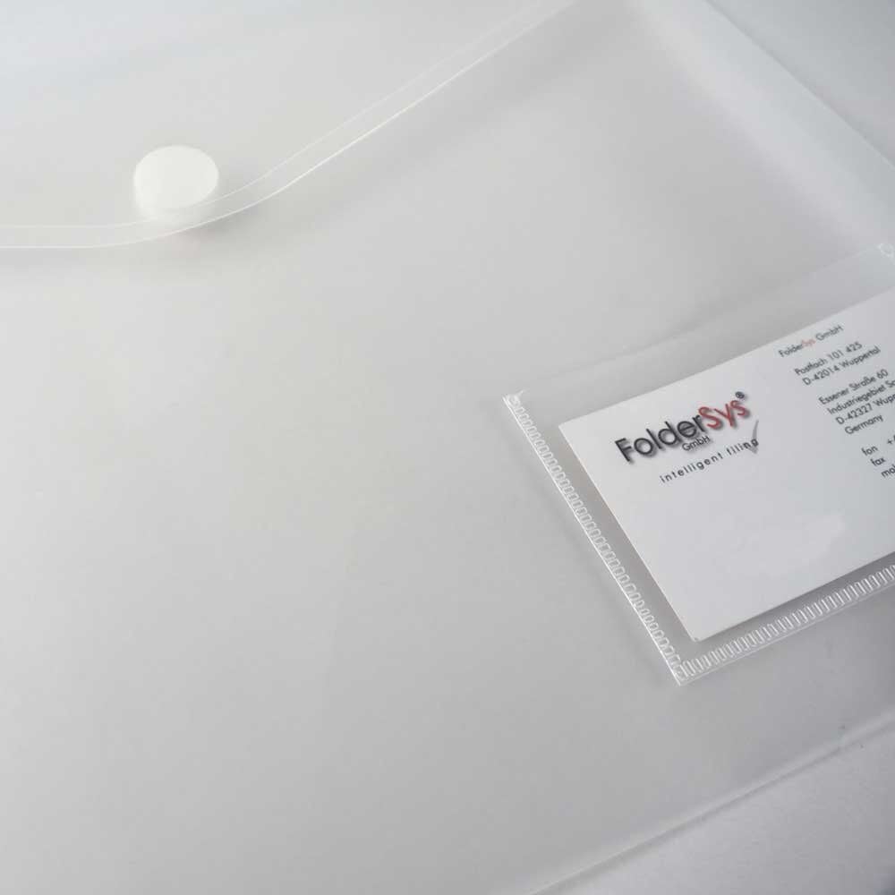 Dokumententaschen Foldersys A4 quer 40132-04, Klettverschluss, transparent, transluzent, Visitenkarten-Tasche, Pack 10 Stück