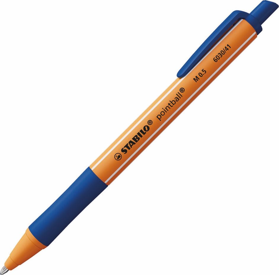 Kugelschreiber STABILO pointball 6030, ca. 0,5mm, Mehrweg, Einzelstift, aus 87 % biobasiertem Kunststoff, blau
