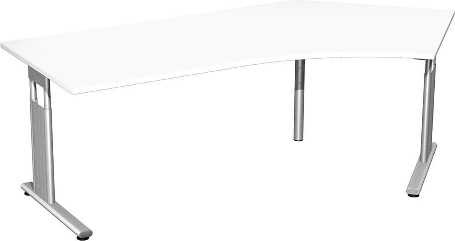 Winkelschreibtisch Geramöbel C Fuß Flex S-617316, 216,6x113cm (BxT), 68-82cm Höhe, 135 Grad
Winkel rechts, C-Fuß silber, weiß